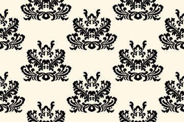 Saree  Embroidery Ikat Floral Pattern, Traditional Oriental Pattern, Ikat Embroidery Design for Fabric, Cloth, Wrapping, Decoration