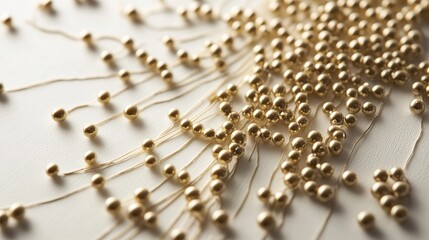 Tiny yellow mustard seeds scattered on a plain white surface.