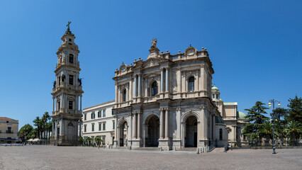 Pontifical Shrine of the Blessed Virgin of the Rosary of Pompei. Famous cathedral chruch of Pompeii in Italy.