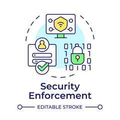 Security enforcement multi color concept icon. Personal information, access control. Round shape line illustration. Abstract idea. Graphic design. Easy to use in infographic, presentation