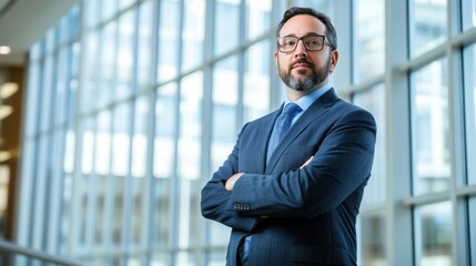 Professional Executive Posing in a Modern Office Space
