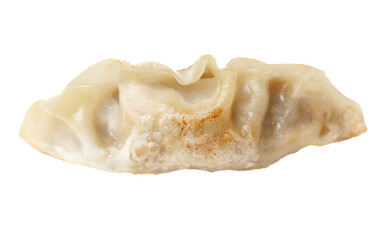 A piece of food that is white and has a brownish color