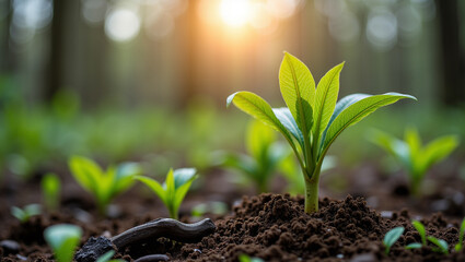 Small plants growing in the middle of the forest
