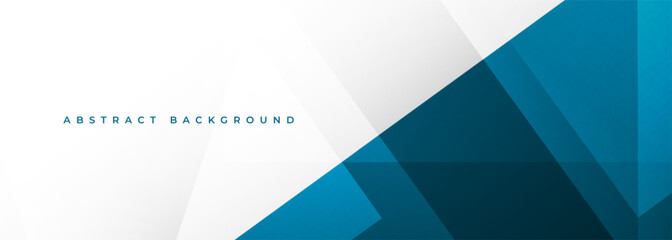 White and blue modern abstract wide banner with geometric shapes. Dark blue and white abstract background. Vector illustration