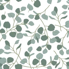 Eucalyptus seamless pattern. Eucalyptus branches and leaves. Abstract seamless pattern on a white background. Vector background for wedding invitations, wallpapers, covers.