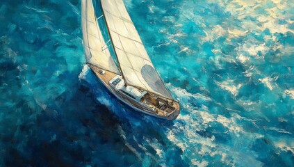 Sailing Boat on Turquoise Ocean