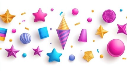 Obraz premium Multicolor Confetti and Decorative Elements Background