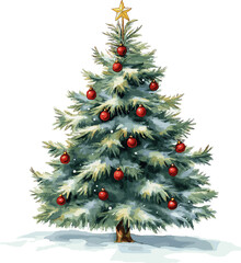 Christmas tree watercolor design vector illustration on white