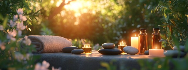 Serene Spa Sunset Setting