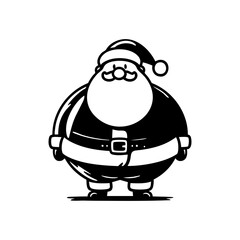 Minimalist Black and White Vector Icon of Santa Claus for Christmas