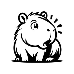 Minimalist Black and White Vector Illustration of a Surprised Guinea Pig