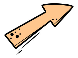 A cartoon arrow pointing upwards, with a black outline and a yellow fill