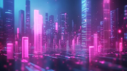 Futuristic Neon Cityscape with Glowing Towers