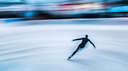 Professional Male Figure Skater Performing on Ice During National Skating Month - Dynamic Motion Blur