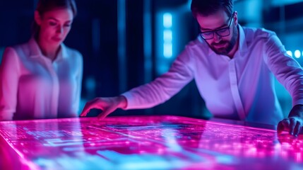 Business Team Working on Interactive Display