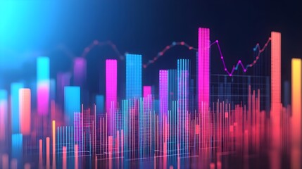 Fototapeta premium Neon Cityscape Data Visualization