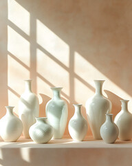 Elegant White Pastel Ceramic Vase Collection Display