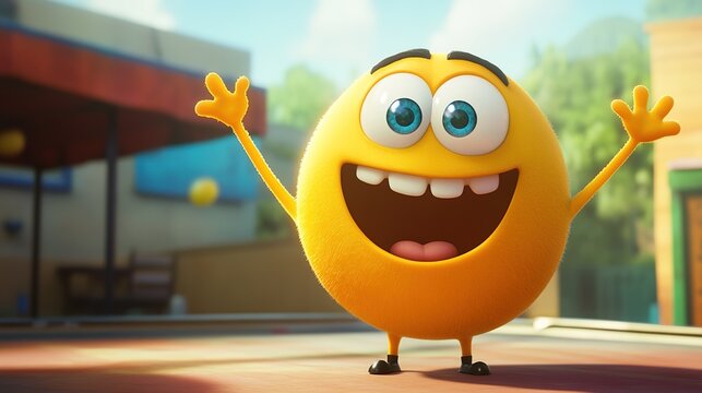 Joyful "Yippee" emoji symbolizing excitement, happiness, and celebration. Features wide open arms, big smile, and cheerful expression, capturing the spirit of enthusiasm, fun, and positivity.