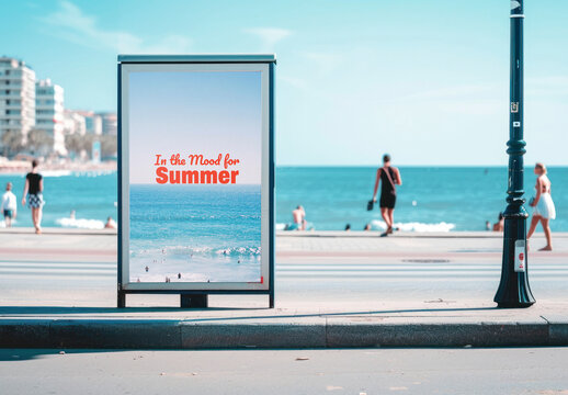 Outdoor Beachside Ad sign Mockup With Generative AI