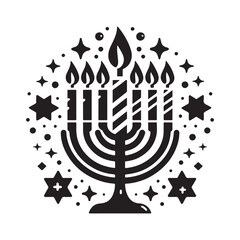 Hanukkah candle silhouette vector. Hanukkah candle icon. Hanukkah menorah logo symbol design on a white background