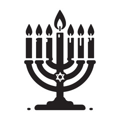 Hanukkah candle silhouette vector. Hanukkah candle icon. Hanukkah menorah logo symbol design on a white background
