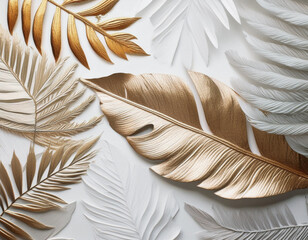 Elegant Tropical Foliage in Golden Silver A Stylish Collection