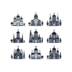 Fototapeta premium church silhouette set vector illustration