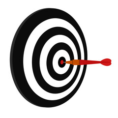 vector illustration target, challenge, objective icon. competitive advantage symbol. successful shot in the darts target. isolated on white background. 