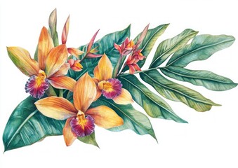 Tropical Floral Watercolor Painting