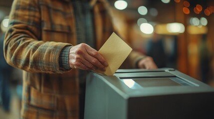 Fototapeta premium A Person Casting a Ballot in an Election Booth