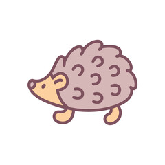 Cute hedgehog icon. Hand drawn illustration of a little urchin isolated on a white background. Vector 10 EPS.
