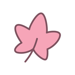 Cute maple leaf icon. Hand drawn illustration of a red autumn leaf isolated on a white background. Vector 10 EPS.