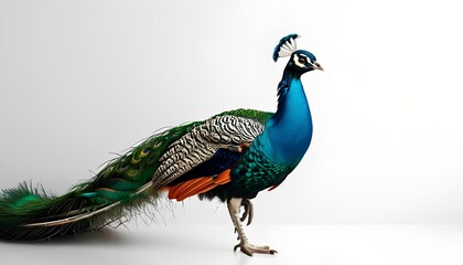 Peacock on a white background