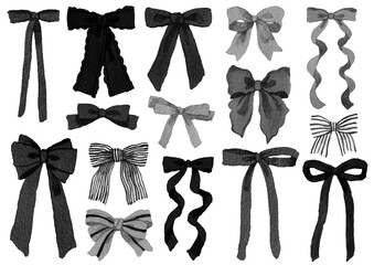 さまざまな形のかわいいブラックのリボン