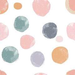 seamless pattern of large, scattered pastel dots on a white background