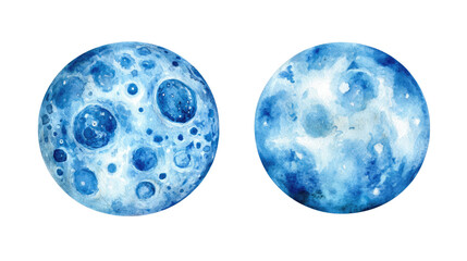 Watercolor Moons Collection on Transparent Background Generative AI