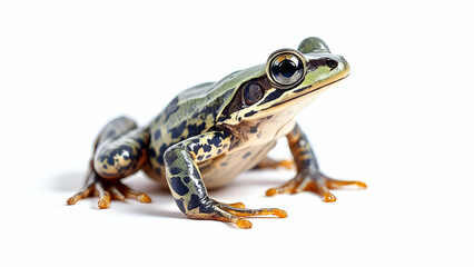 Obraz premium Closeup View of a Green and Brown Frog with Black Spots
