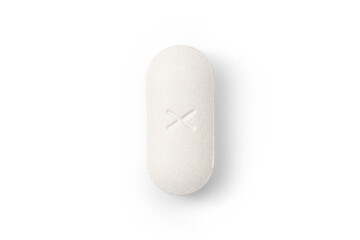 Amoxicillin-Clavulanate 875-125 mg Antibiotic Tablet Isolated with transparent shadow