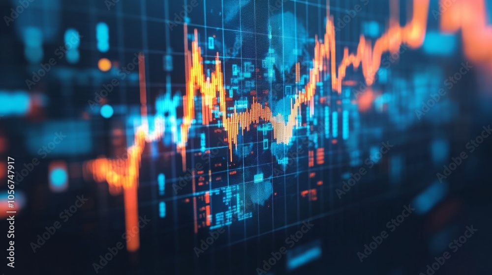 Poster a graph with a red line and a blue line