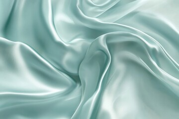 Obraz premium Delicate mint green abstract background showcasing empty design area. Light blue shades. Smooth fabric-like appearance