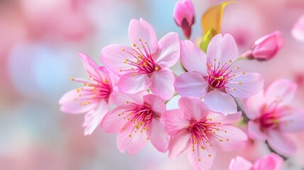 Obraz premium Blooming pink cherry blossoms during spring season Springtime theme with sakura flowers