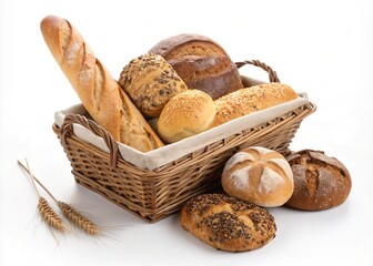 Assorted breads in a basket