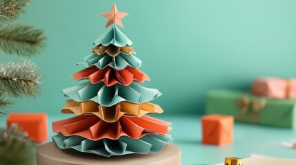 Alternative DIY handmade paper Christmas tree perfect for a zero waste holiday project and a creative hobby