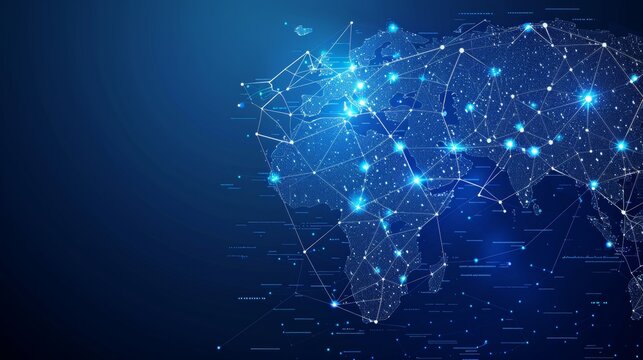 Abstract map of saudi arabia and mena  global connectivity, data transfer, and cyber technology