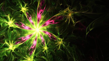 Abstract Green and Pink Floral Design