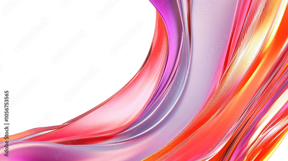 Poster smooth abstract wave line design on transparent background generative ai