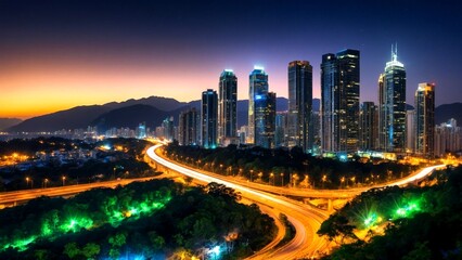 Fototapeta premium Captivating Double Exposure Photography Combining Nature and Urban Landscapes for Stunning Visual Effects and Artistic Expression in Modern Imagery