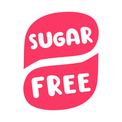 Red speech bubbles. Sugar free. Badge about healthy food. Illustration.