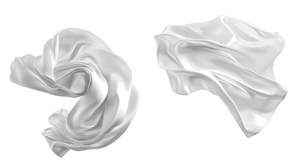 Elegant White Abstract Silk Fabrics Floating in the Air Generative AI