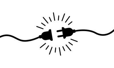 Electric socket with plug icon silhouette. Connection and disconnection concept. Concept of 404 error connection. Electric plug and outlet socket unplugged. PNG transparent background